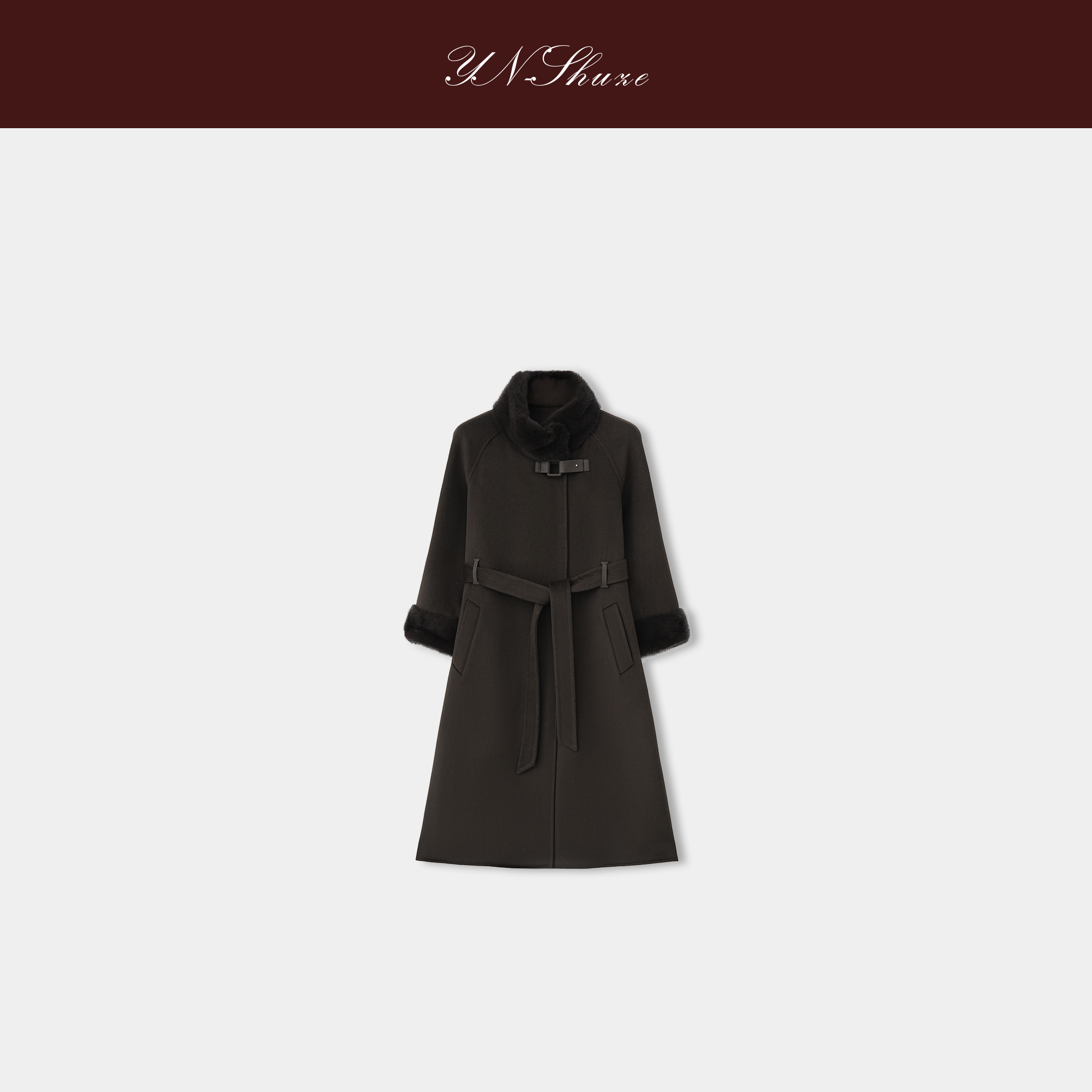 YN-SHUZE【冬日序章】高端水貂毛双面羊毛大衣SZ-YNB-6110319