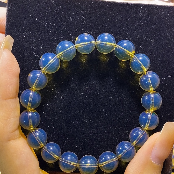 蓝珀未镶嵌珠宝奇石墨西哥蓝珀手串10