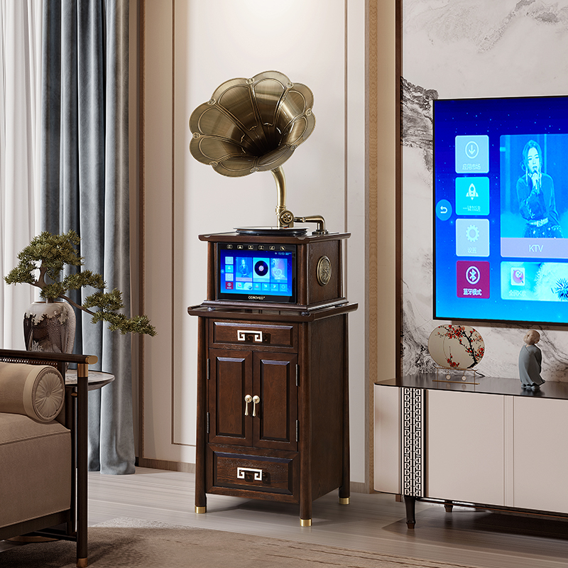 ODN/欧蒂诺新中式古典留声机仿古多功能点歌K歌蓝牙音响家用KTV机