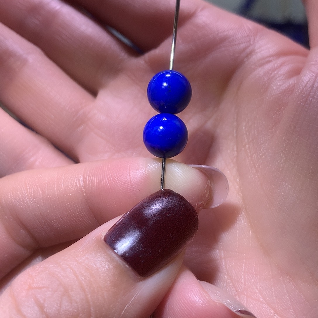 青金石未镶嵌天然原矿单圆珠9.1m