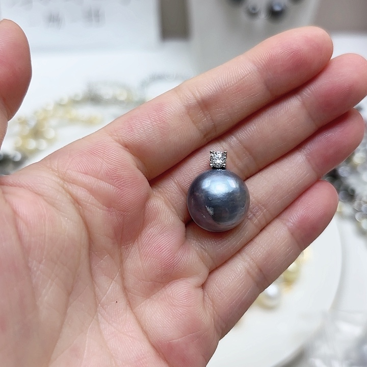 银S925镶嵌拼合珍珠（马贝珠）颈饰大****爷