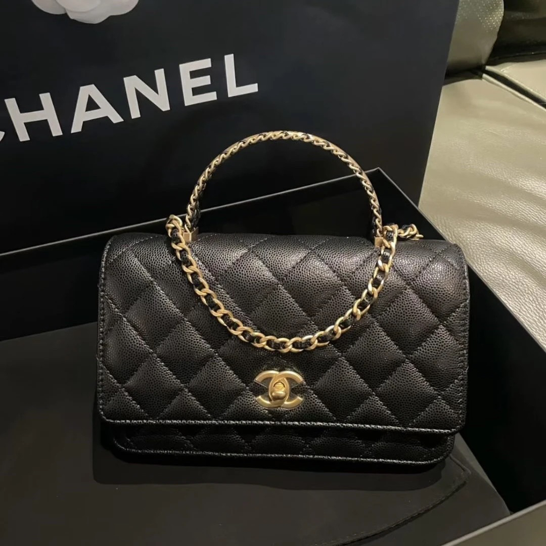 未使用 Chanel/香奈儿 24A 黑金手柄woc 芯片款 手提斜挎包