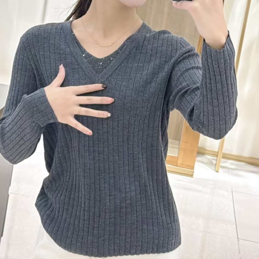 74074V领。 羊毛衫