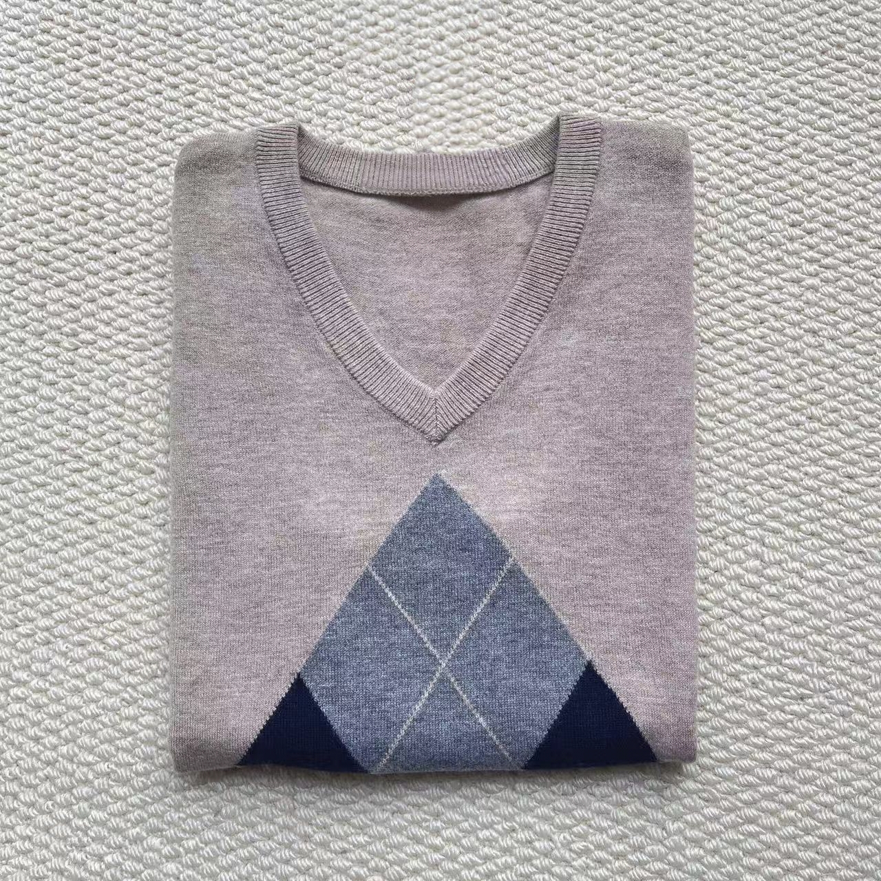 菱格马甲背心 100%绵羊毛百搭羊毛衫