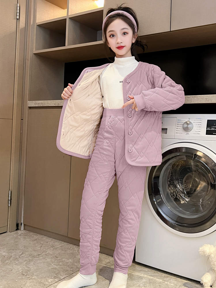 校服内胆神器棉衣男女童内穿初高中学生保暖三层加厚儿童睡衣棉服