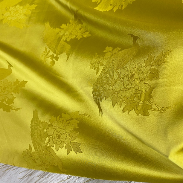 秋香黄双面雕花螺桑波锻国风简约服装布料旗袍裙子吊带套装面料