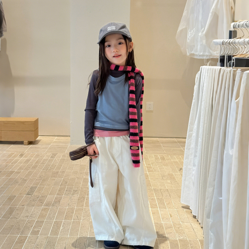 SKF2537女大童韩版时髦打底衫套装秋装新款圆领背心休闲两件套潮