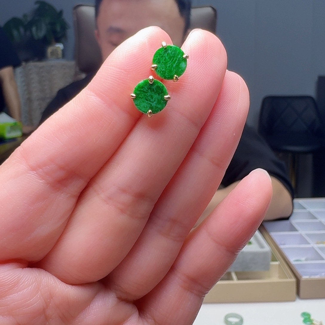 翡翠银S925镶嵌耳饰多样性发货其一