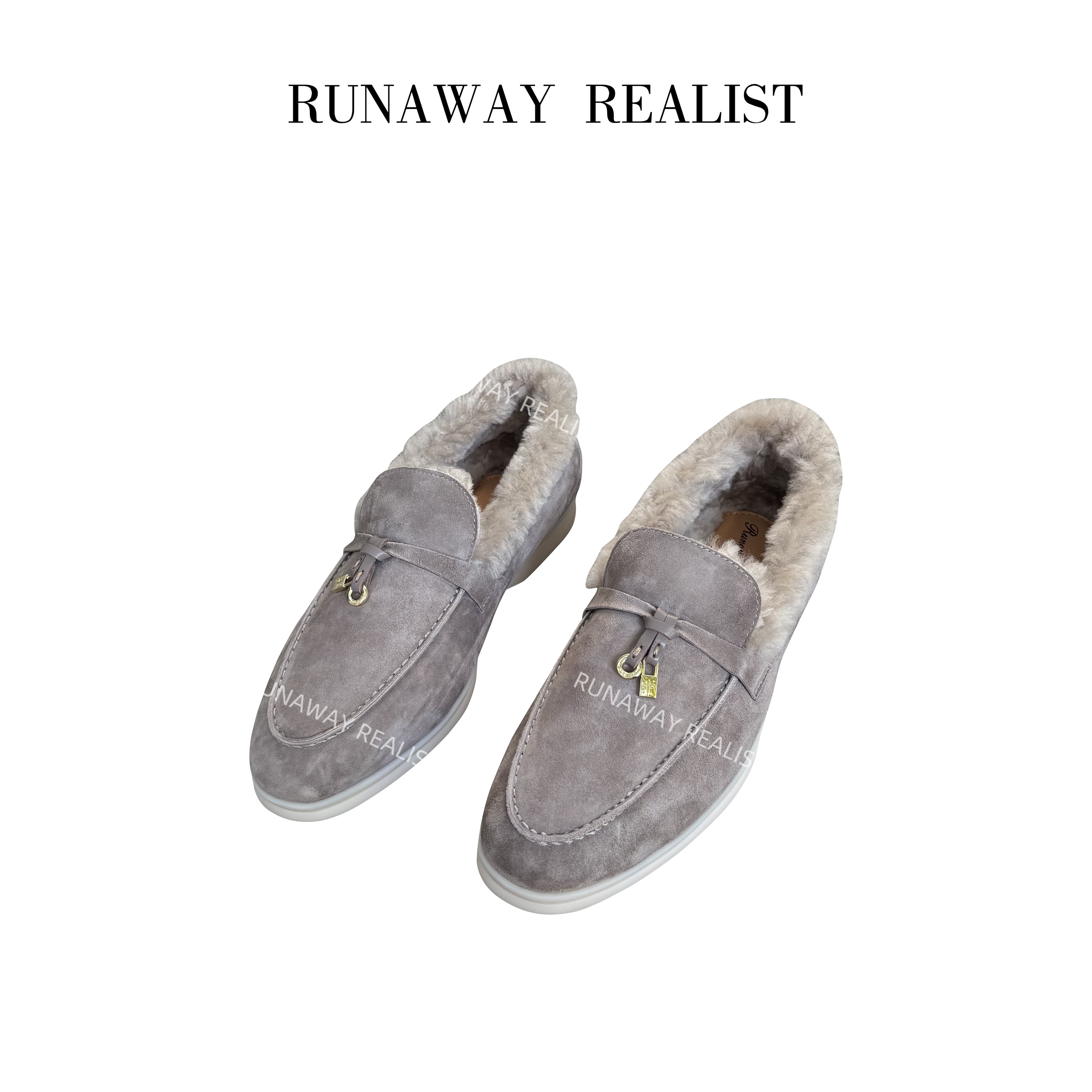 【RUNAWAY REALIST】冬季新品老钱风保暖舒适加绒平底乐福鞋LIST-40