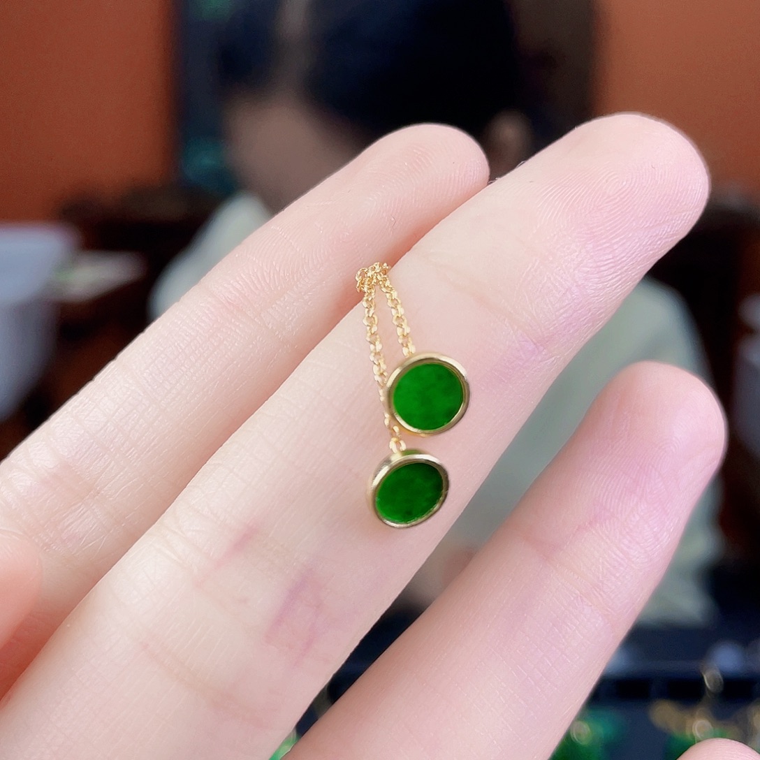 翡翠银S925镶嵌耳饰