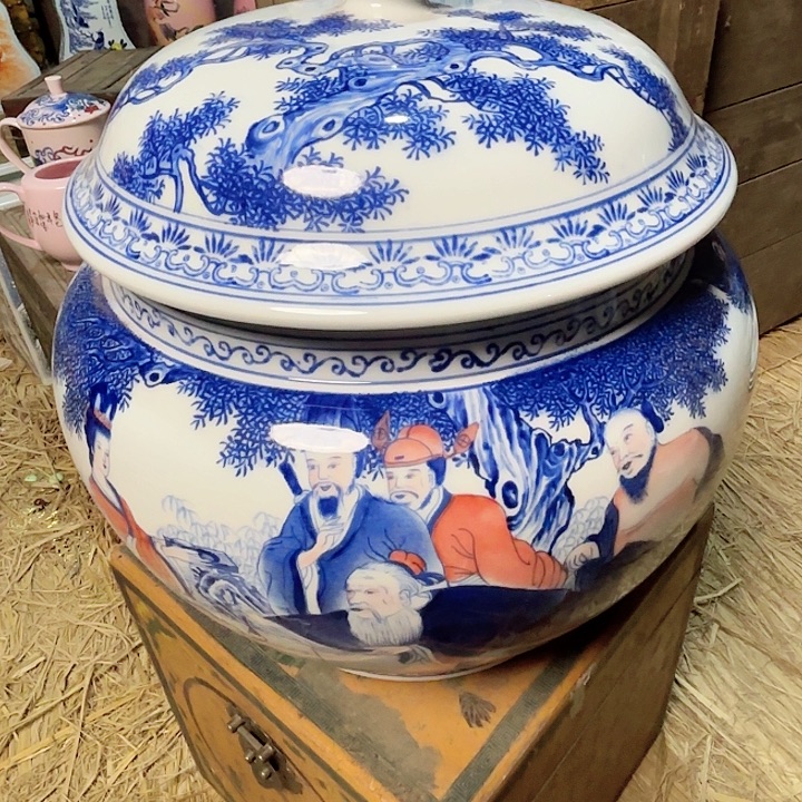 陶其他景德镇高温陶瓷人物盖罐