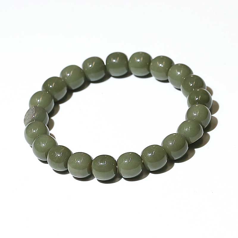 和田玉塔什萨伊河籽 沙枣青手串RYRS