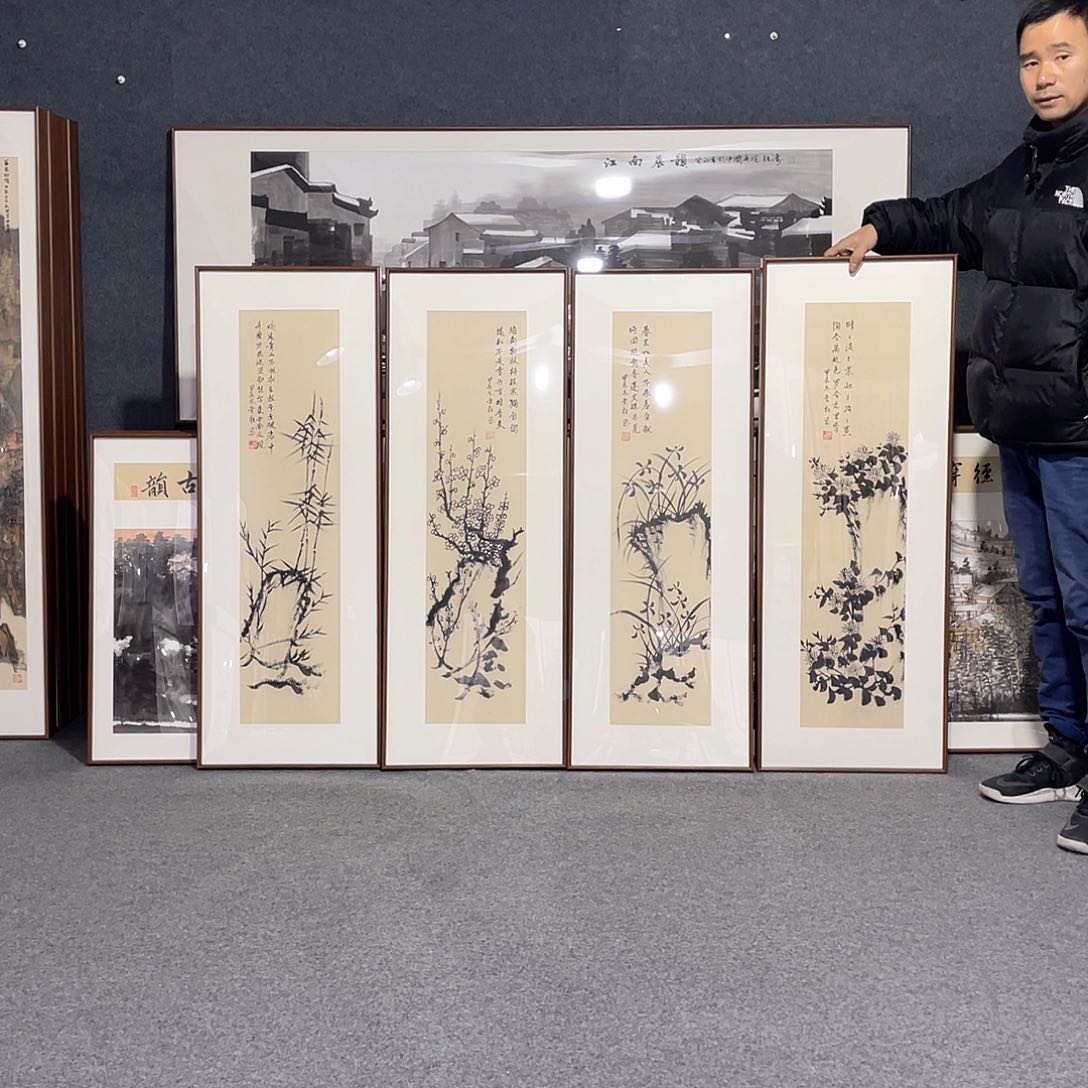 国画手绘画作品带框发货