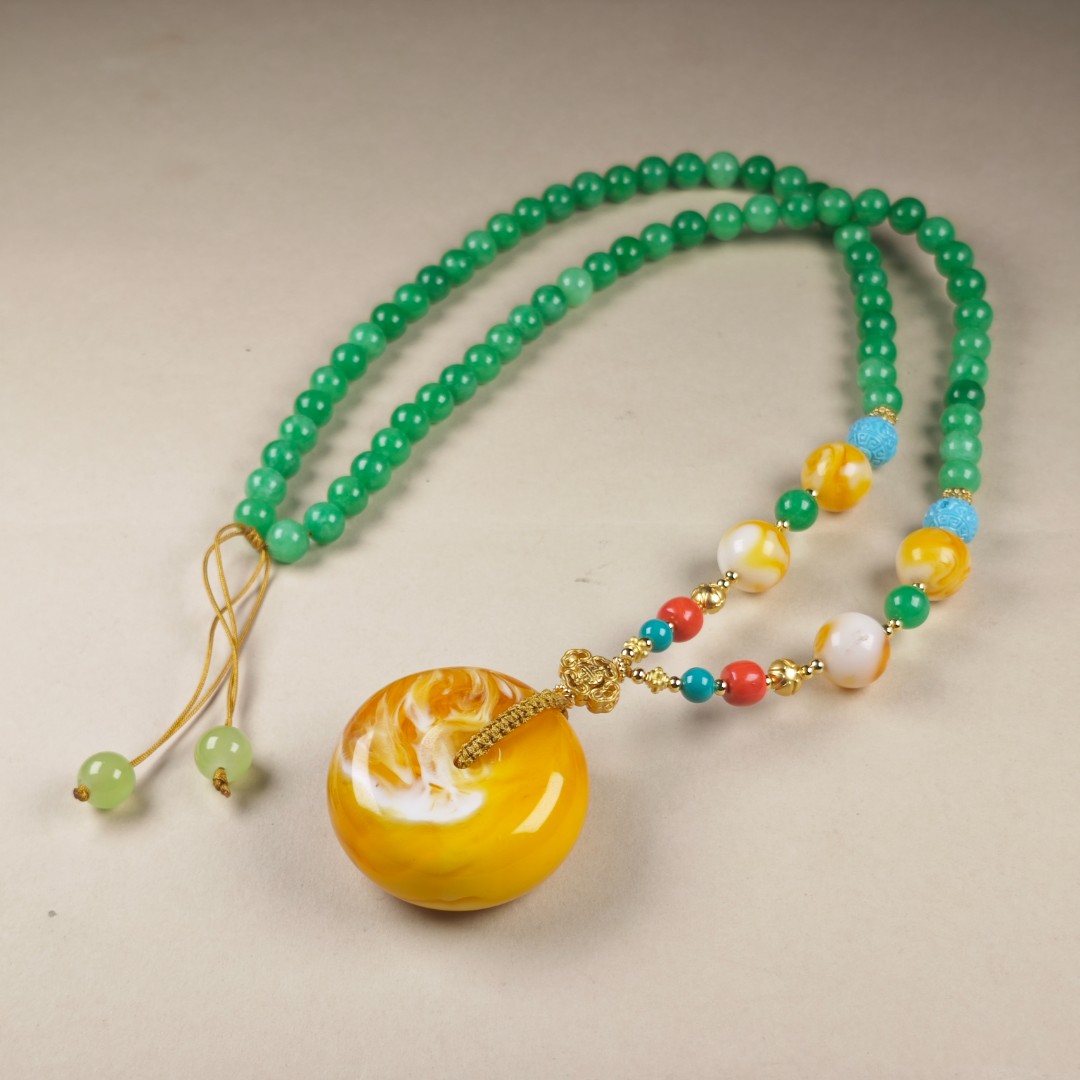 【福满满珠宝】J025-精美设计款黄平安扣吊坠-多样性发其一