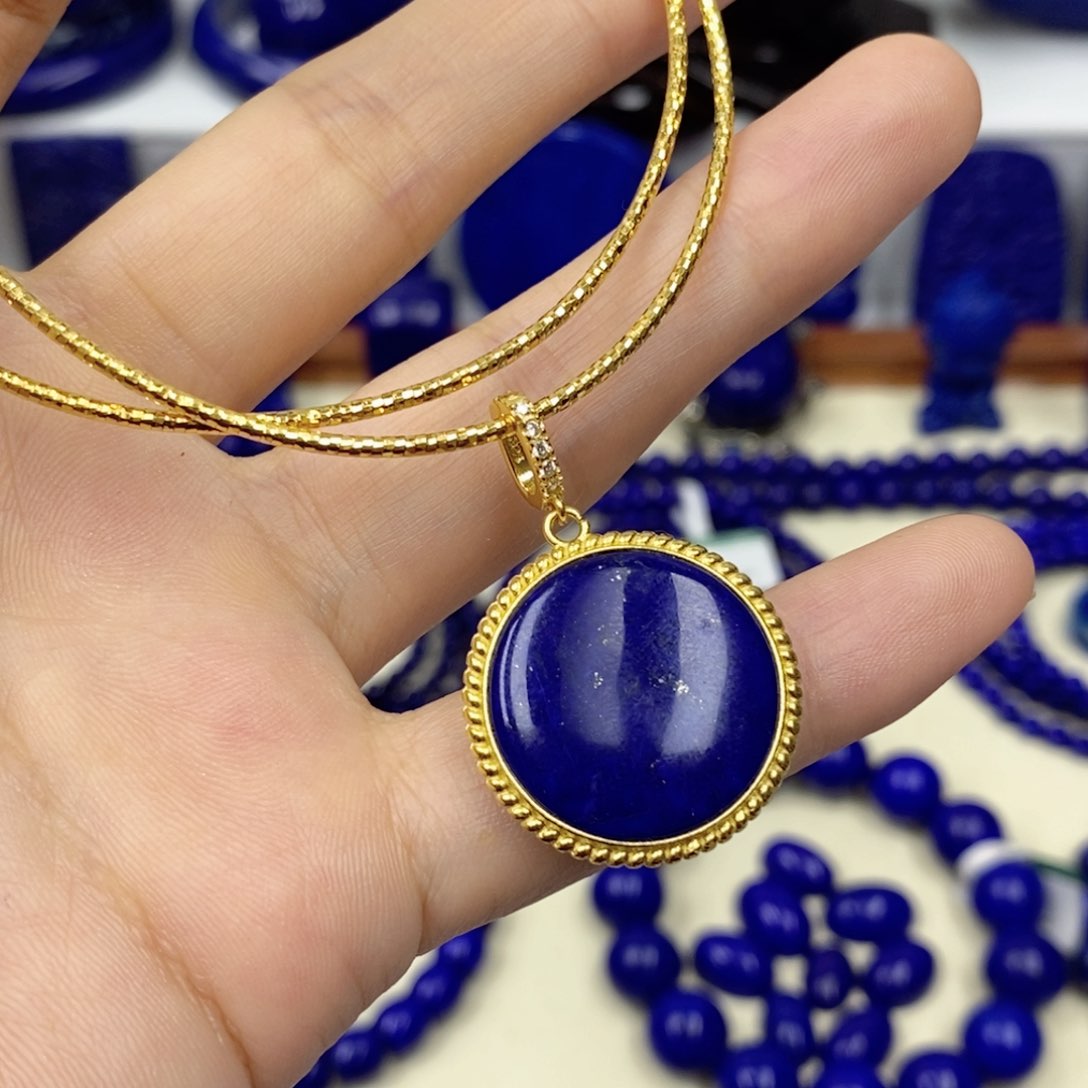 青金石颈饰银S925镀金镶嵌