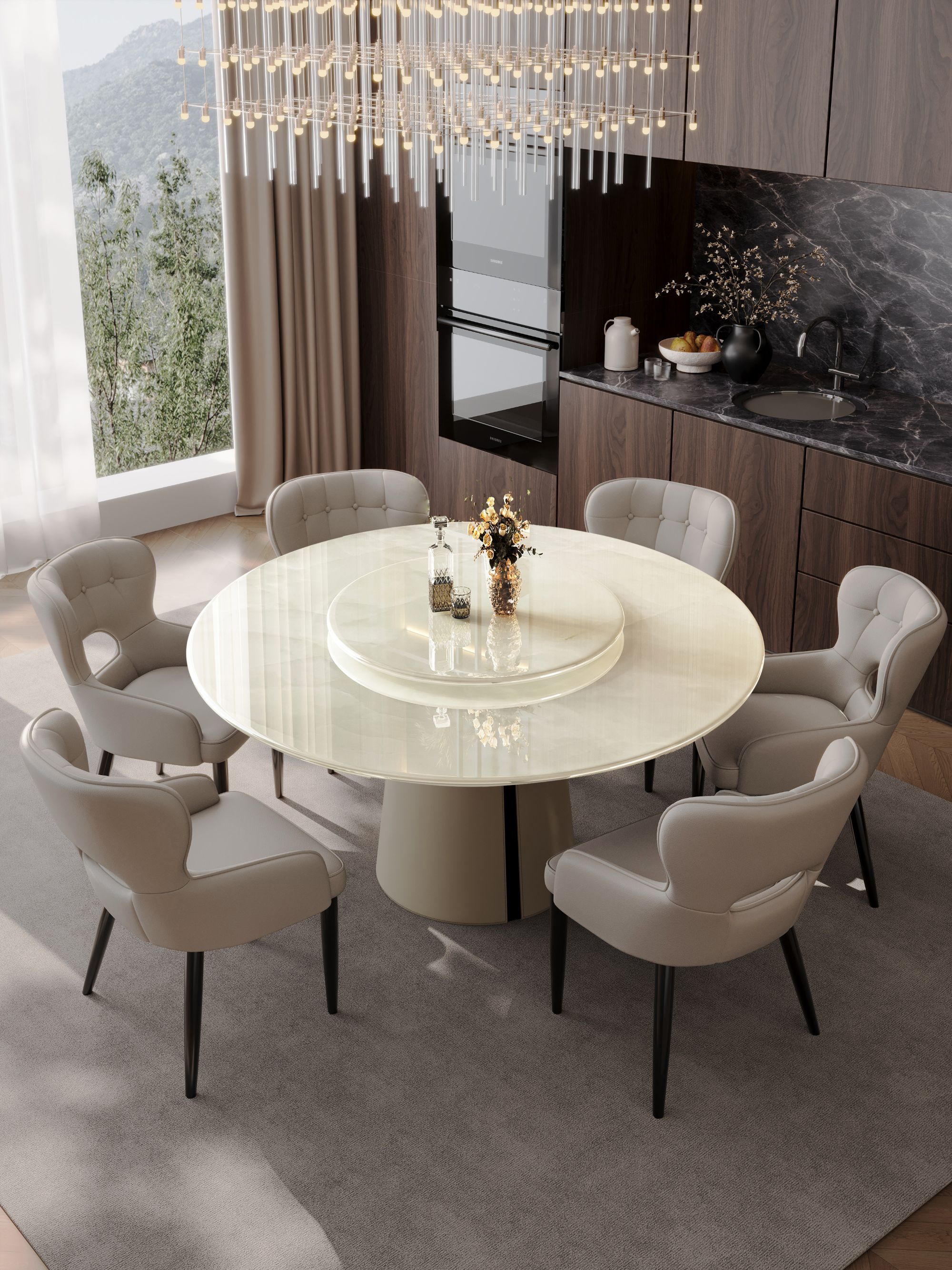 【活动专属】意大利巴西进口天然奢石轻奢别墅家用餐桌定制