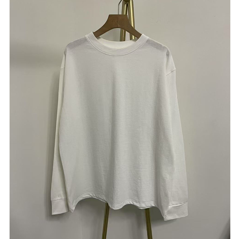 25年纯棉舒适长袖水洗棉打底衫白T女式T恤DD-8