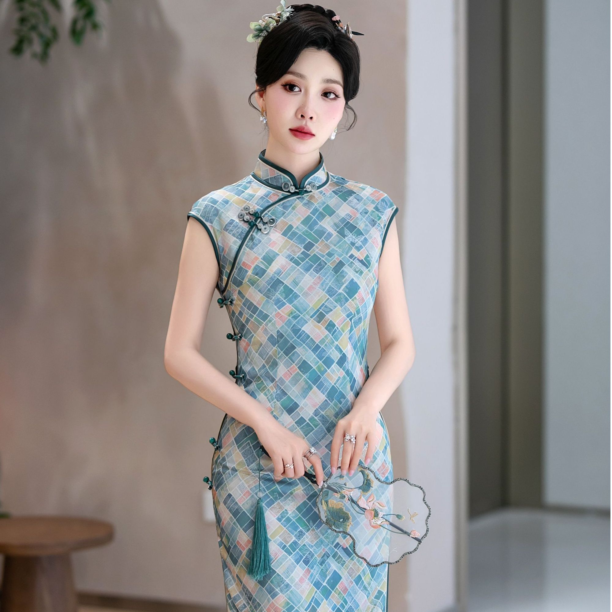 5646白幼秀新款复古时尚优雅中式立领港风款旗袍中国风旗袍