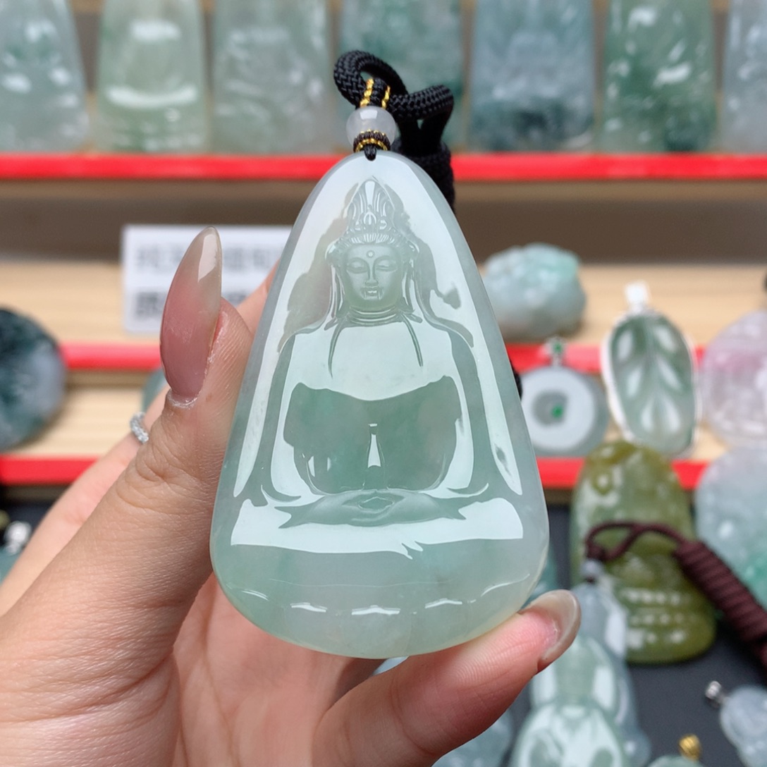 翡翠颈饰未镶嵌一****1素衣观音