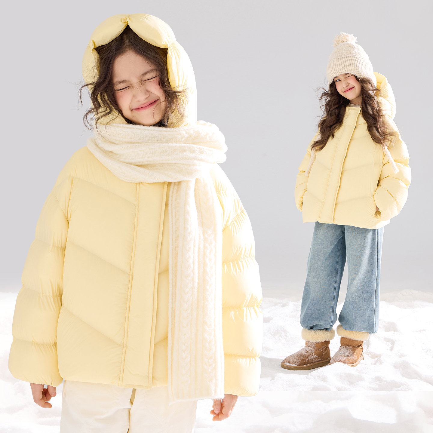 MUCMUKN【三防安心绒】奶黄包蓬松羽绒服90绒保暖女童新款M54XY5807