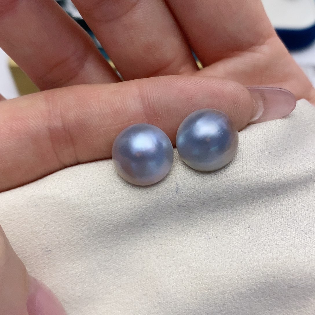 【闪购商品】拼合珍珠（马贝珠）耳饰18K金镶嵌36