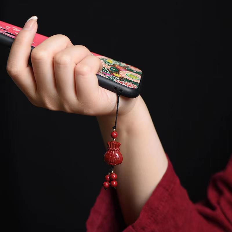 含辰砂工艺品含辰砂工艺品紫金砂款式多样式【手机链】