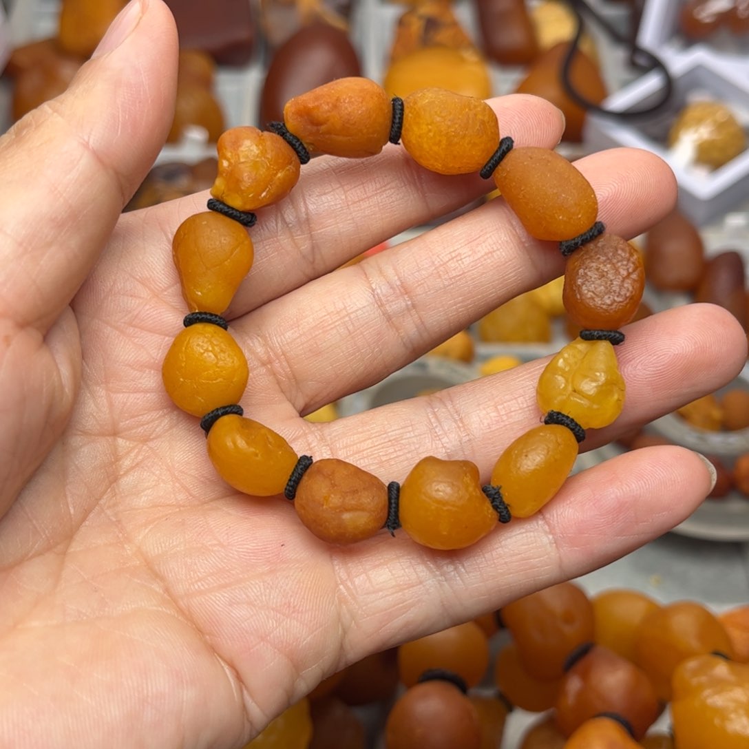 琥珀裸石未镶嵌天然蜜蜡手串