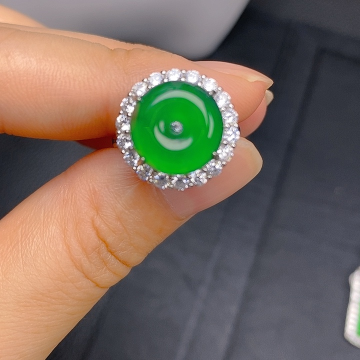 翡翠戒指银S925镶嵌