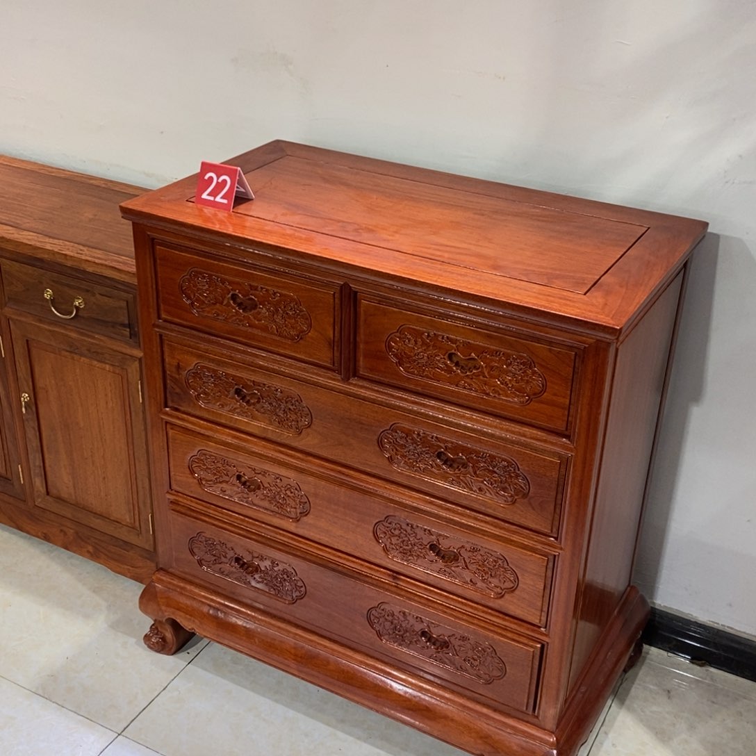 花梨木类书柜旅****小巴花五斗柜