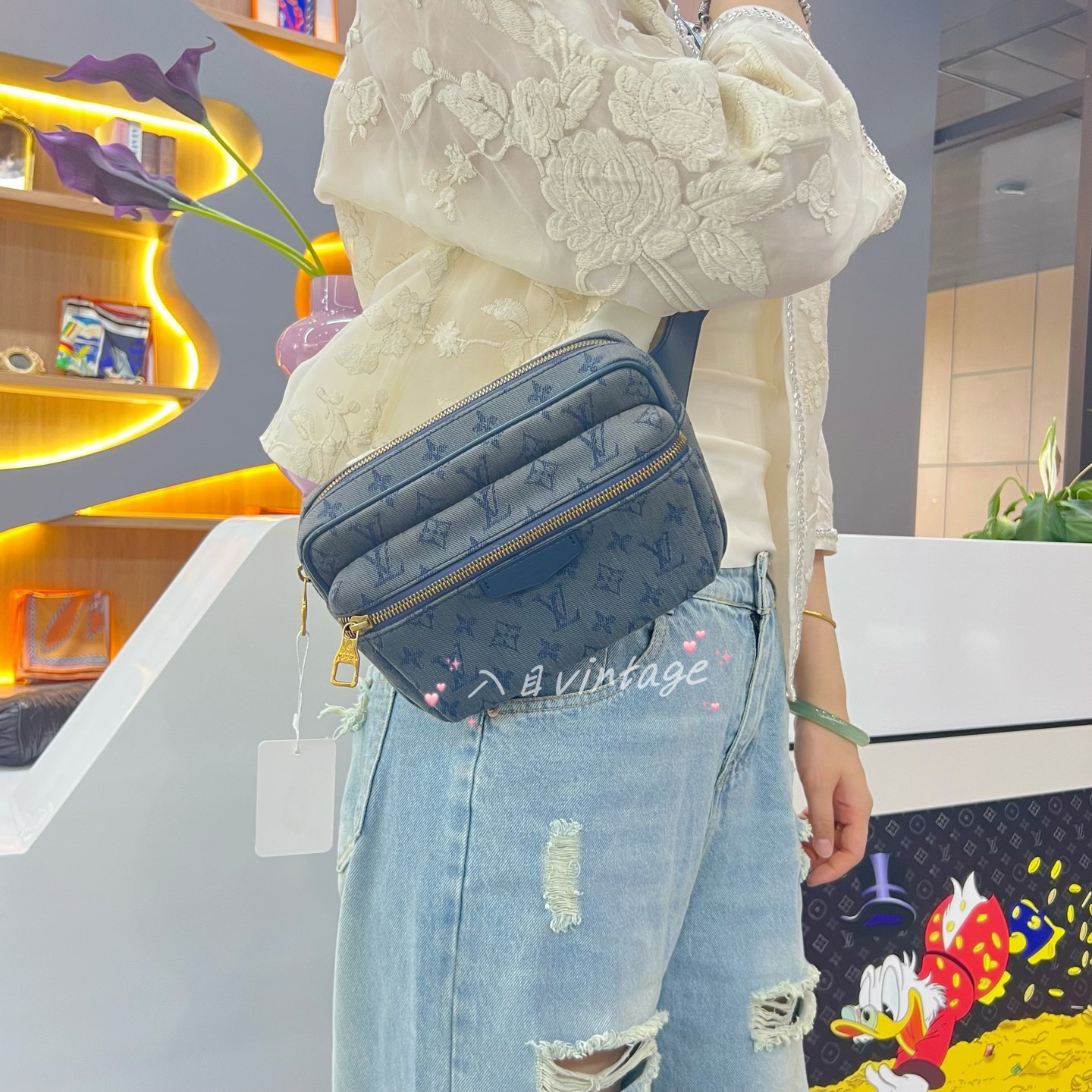 95新 LouisVuitton/路易威登 入目 单宁牛仔斜挎包 31837