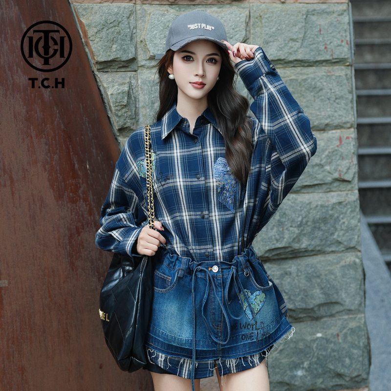 TCH烫钻工艺新时尚淑女百搭新潮流外套女T75C13E1027轻奢tch