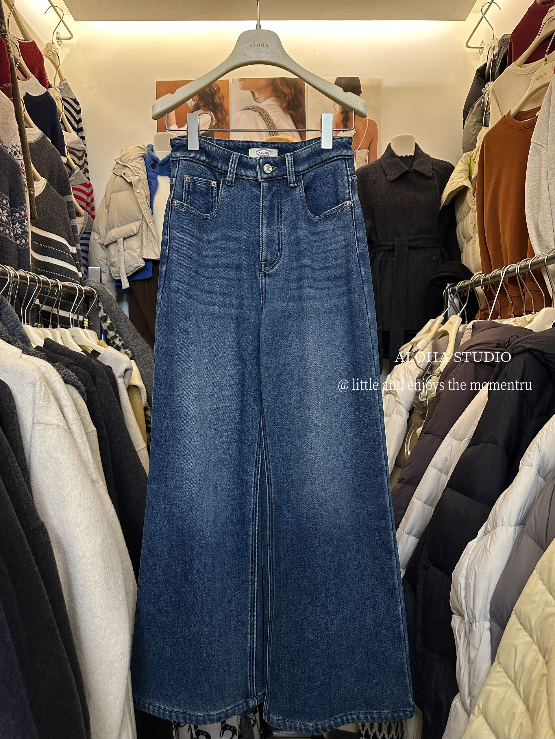 ALOHA家实物巨好看~显瘦很厚一条过冬弹力牛仔裤6950