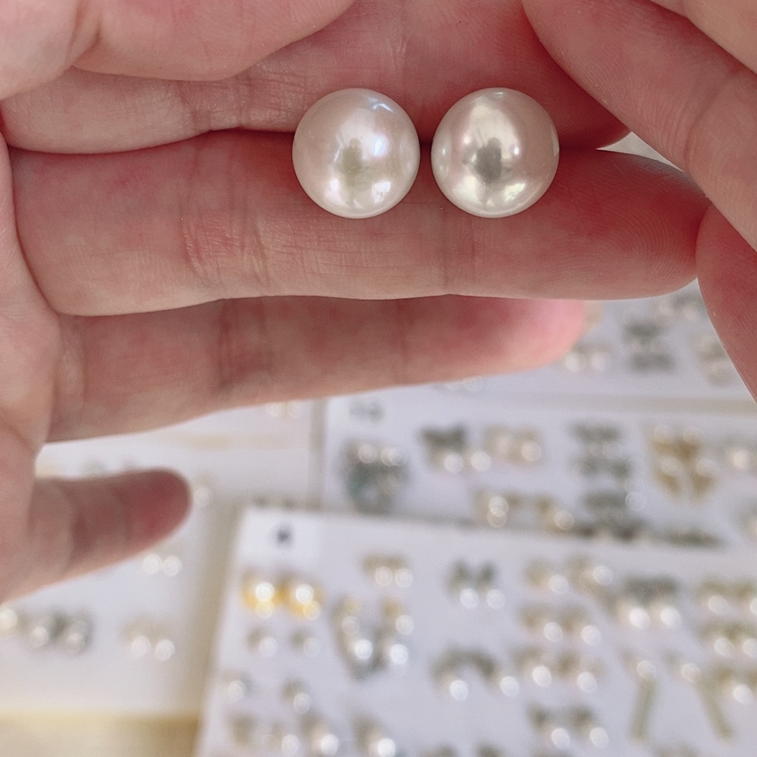 银S925镶嵌耳饰淡水珍珠