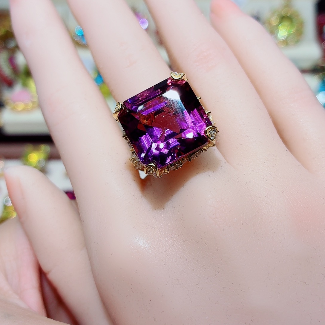 银S925镶嵌戒指水晶