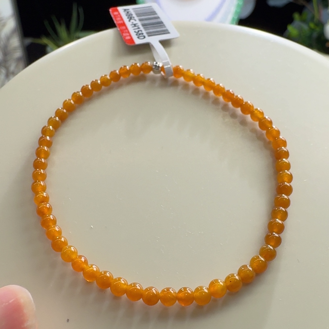 手链翡翠未镶嵌冰胶芬达色小米珠3.1mm