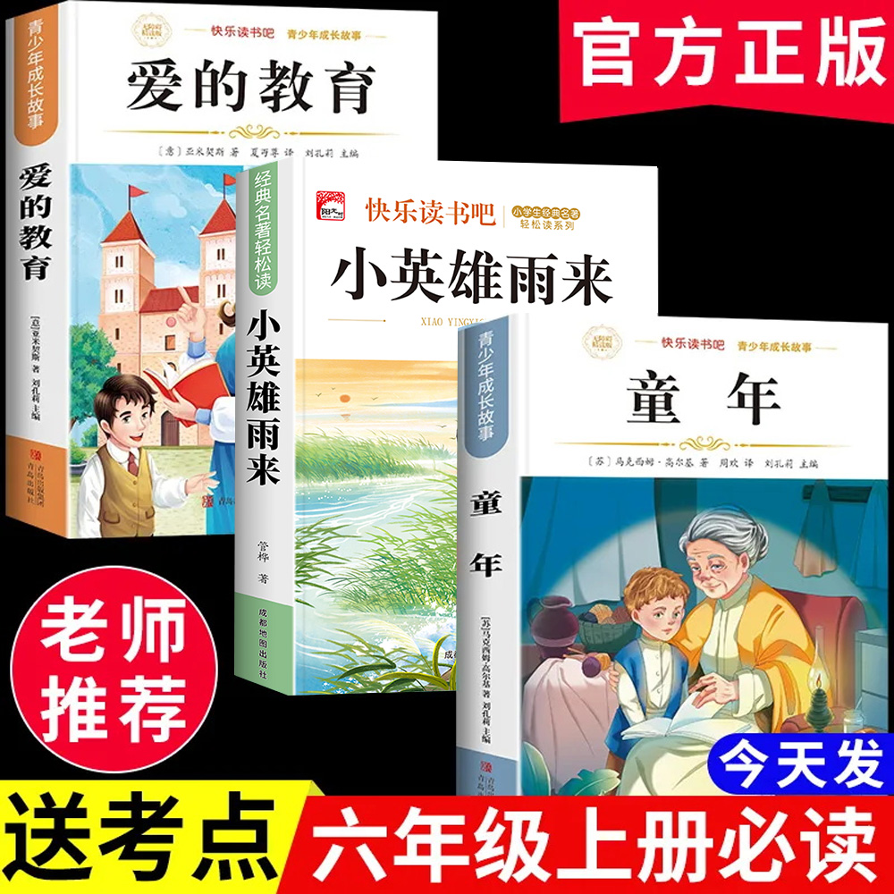 六年级上册必读课外书籍童年爱的教育小英雄雨来快乐读书吧必读物