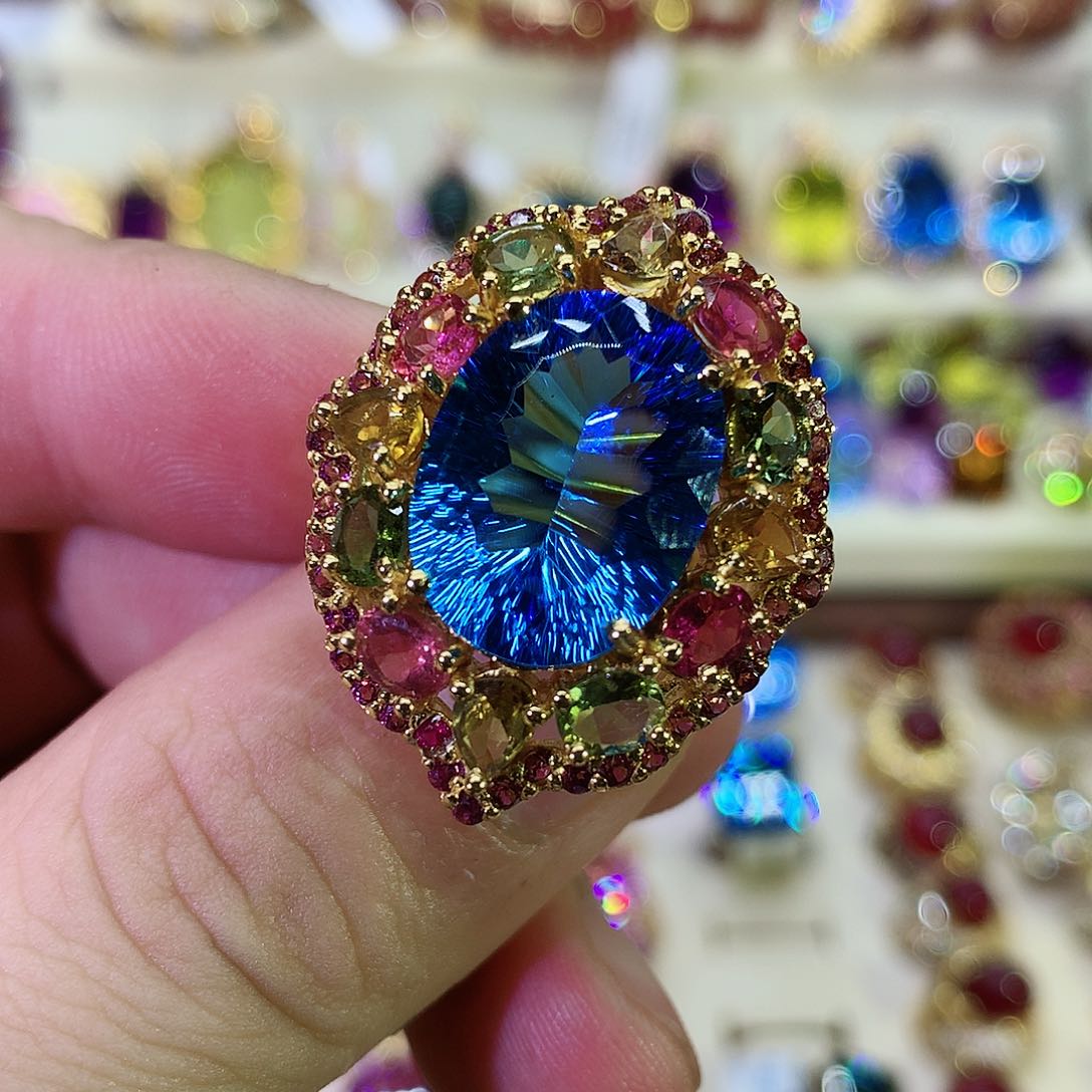 托帕石戒指银S925镶嵌吴****流