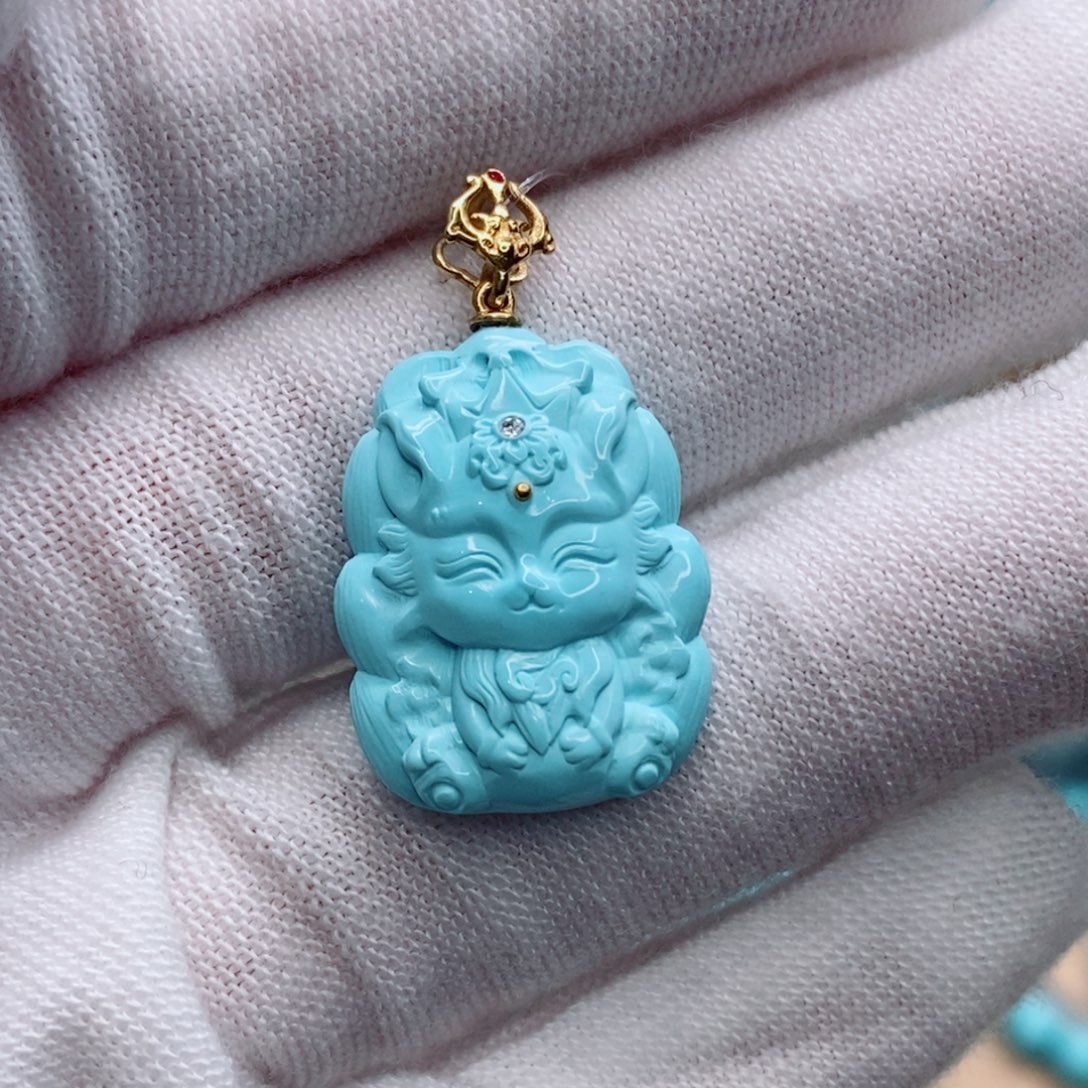 绿松石18K金镶嵌珠宝奇石