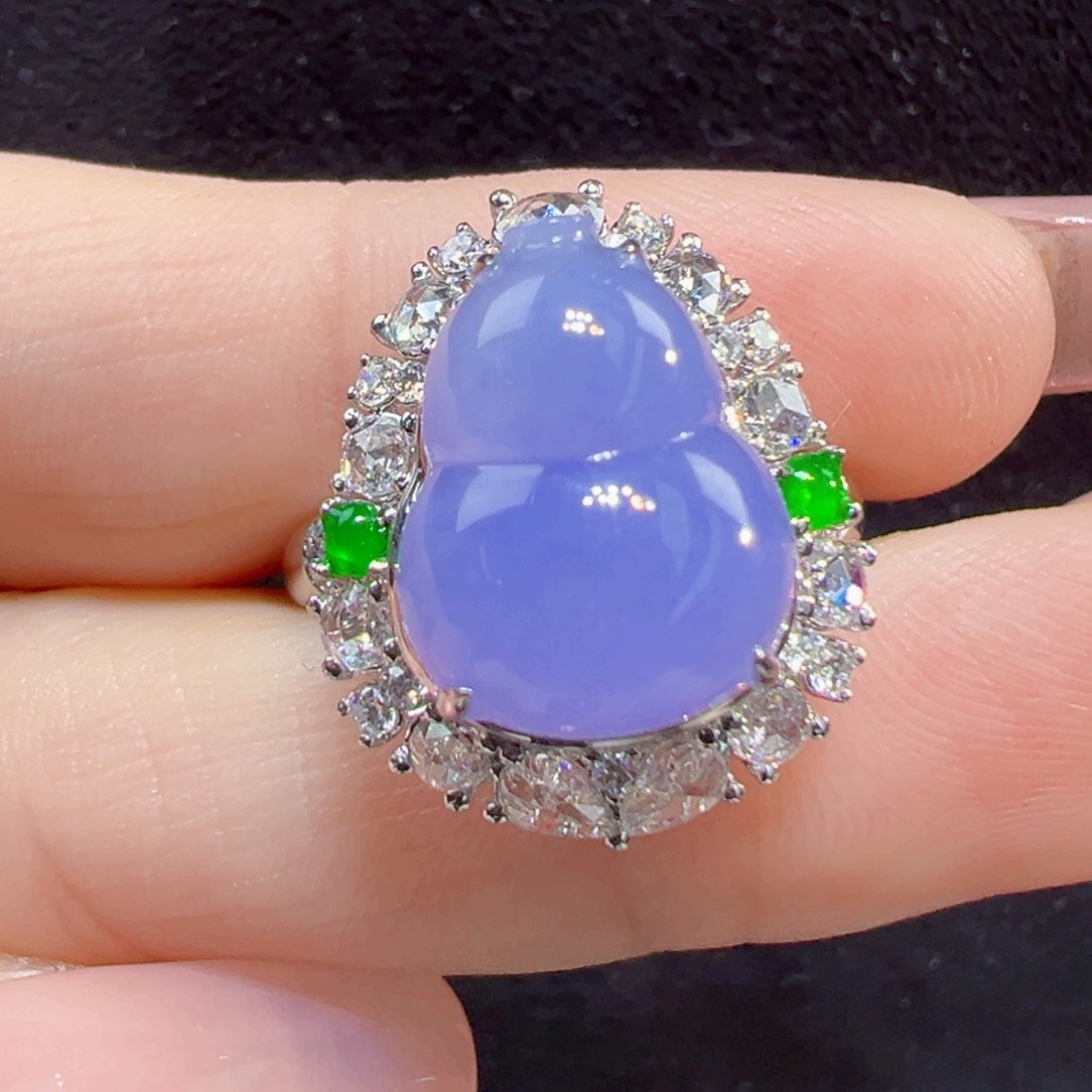 翡翠戒指18K金镶嵌戒指