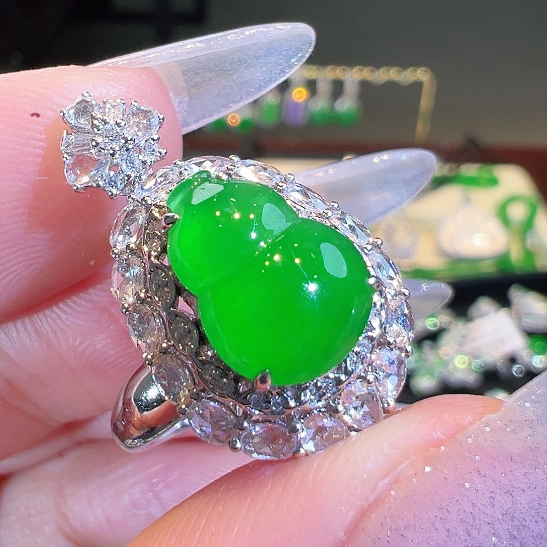 翡翠戒指18K金镶嵌两用款