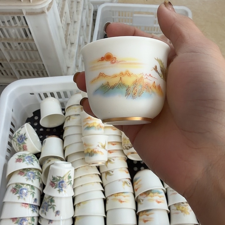 绿***地孤品高端素烧羊脂玉茶杯一个仙鹤55随单发随单发