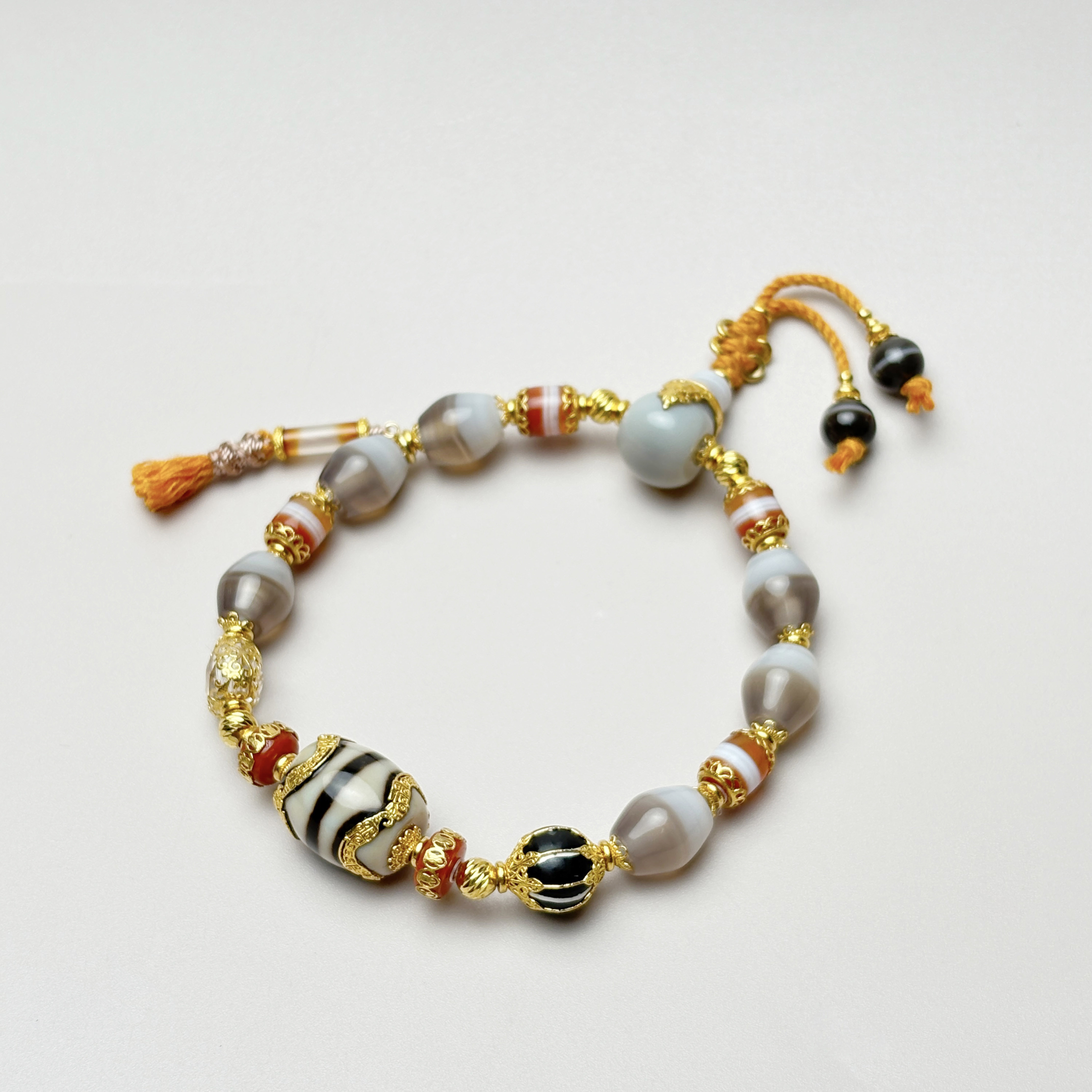 【扶摇严选】18K金镶双水纹多宝高级百搭设计款手串6229