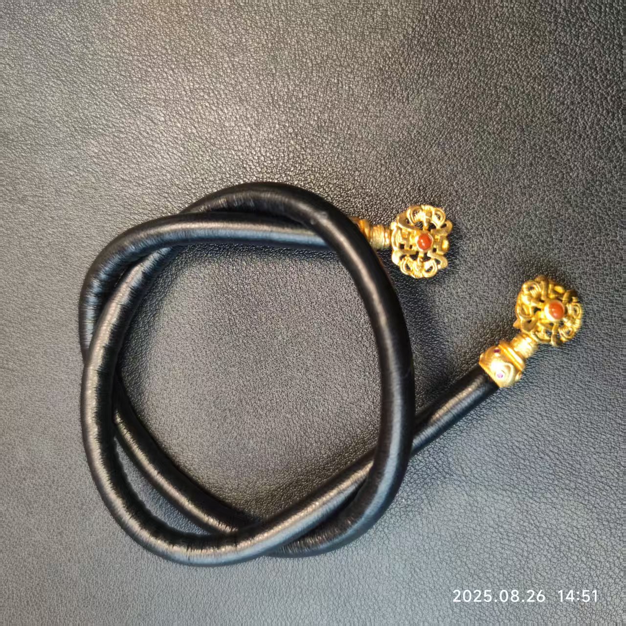 链子925银 个性款纯银皮绳项链
