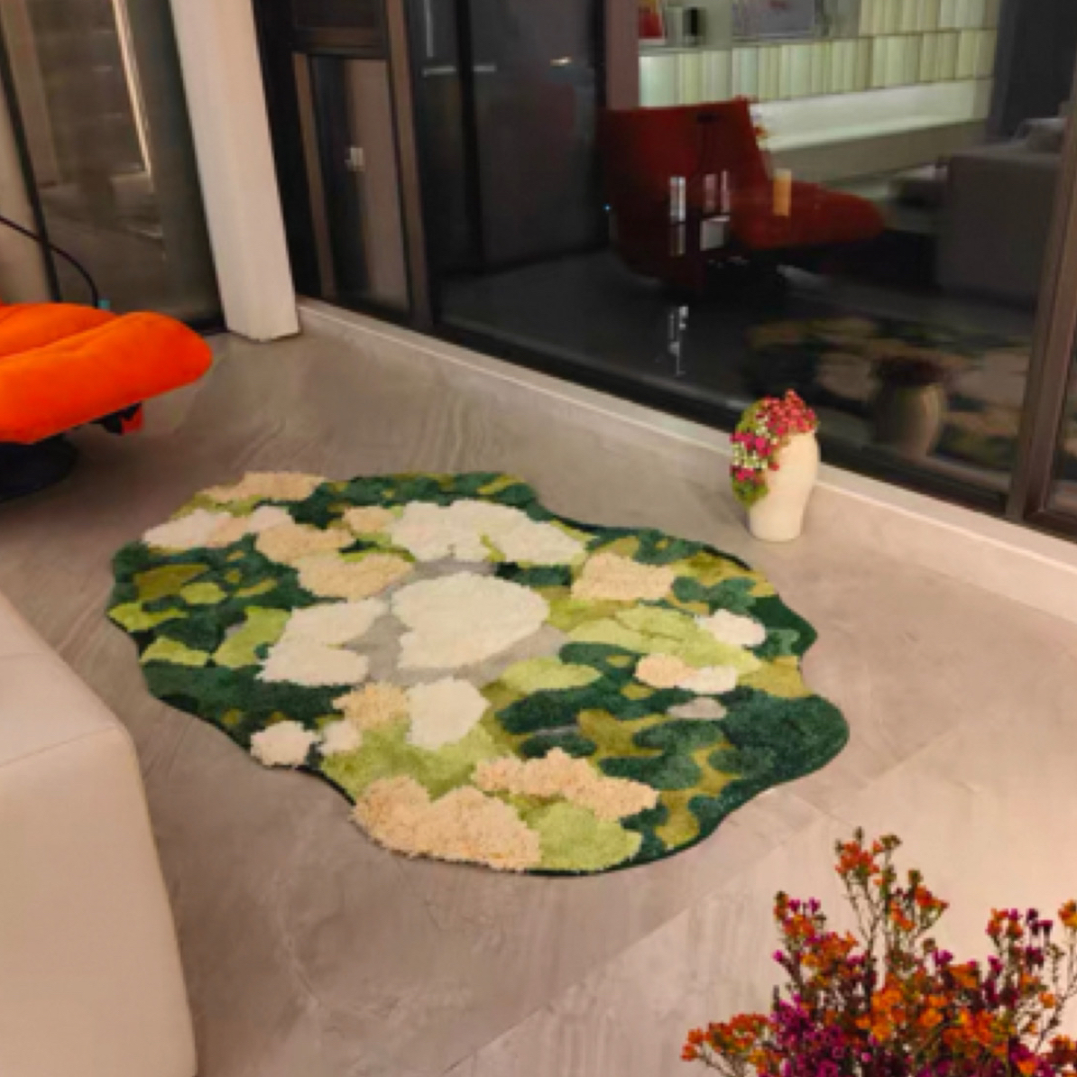 童话森林 手工高端 80*120绿色苔藓花园地毯  