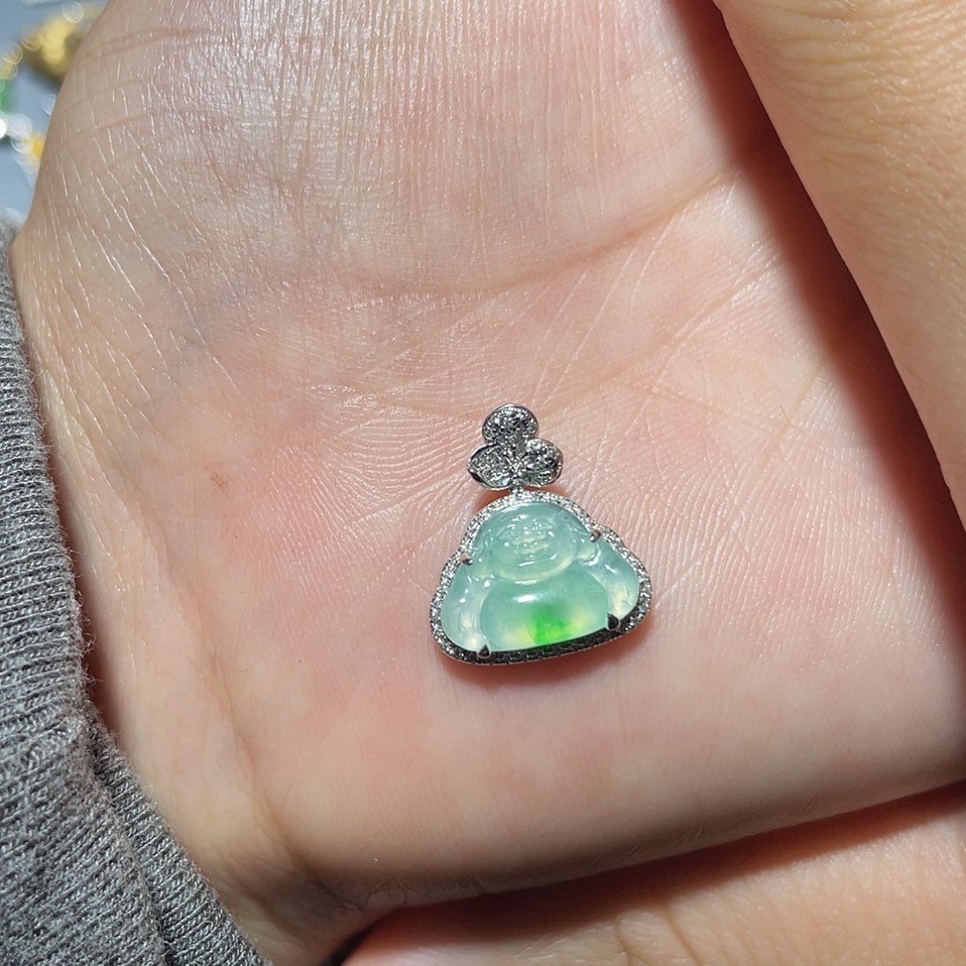 翡翠18K金镶嵌吊坠(不含链)