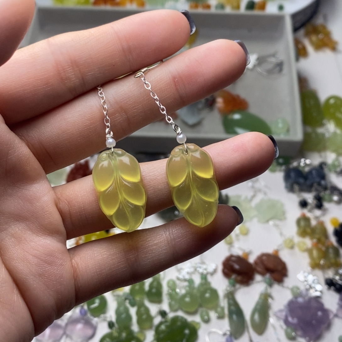 蛇纹石玉合金耳饰/颈饰