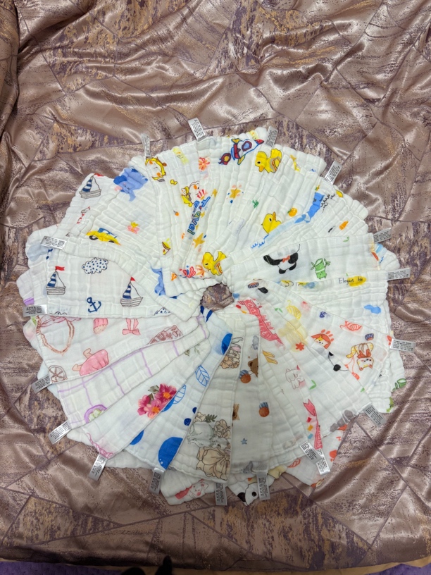 纯棉纱布儿童毛巾婴幼儿高密不掉毛洗脸面巾新生儿口水巾、围嘴