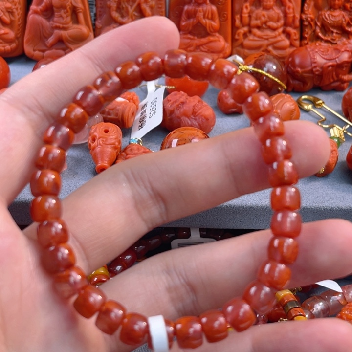 南红玛瑙多样性发一未镶嵌直切瓦西火焰7mm