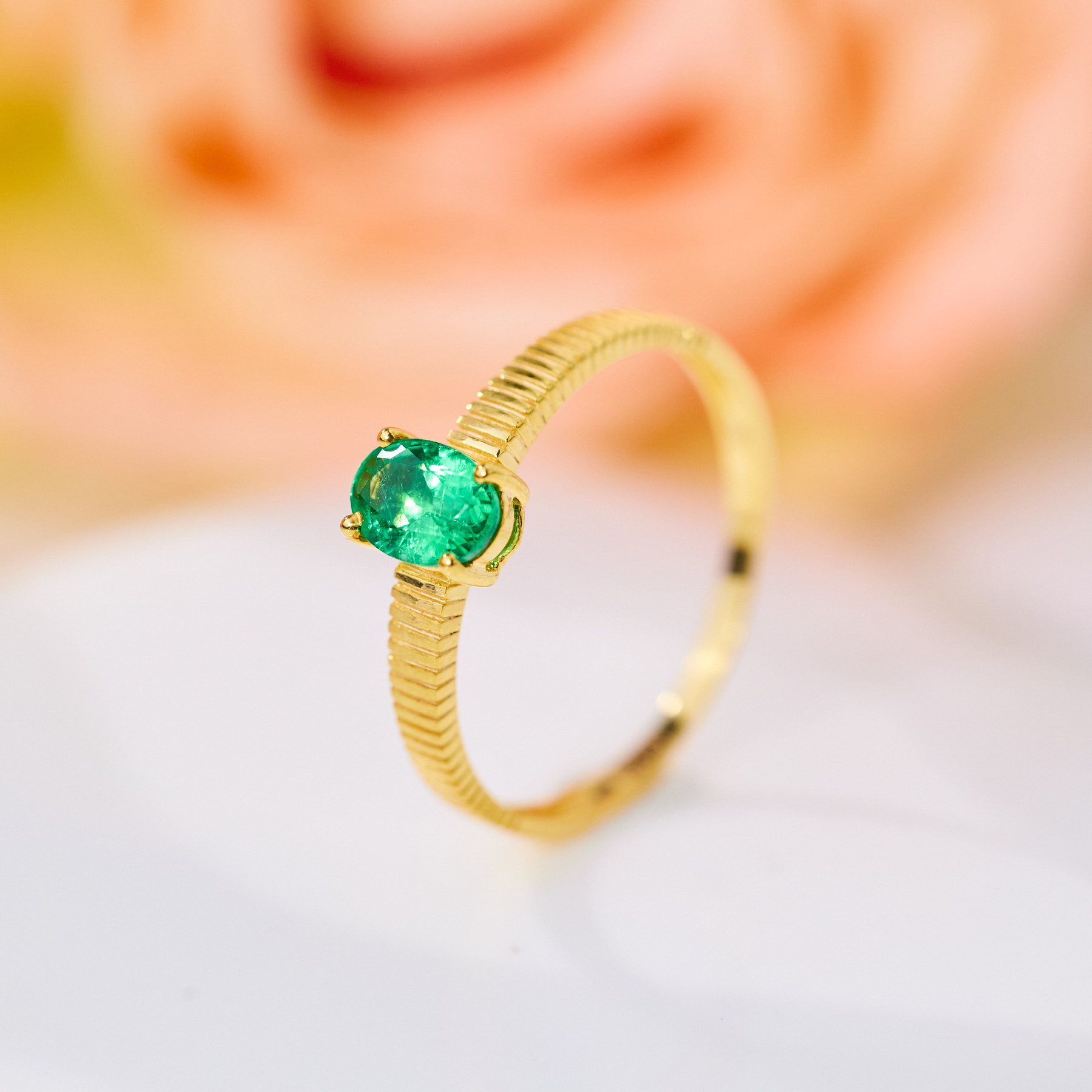 【歪歪】溶月*祖母绿戒指（多样性发一）*18K金镶嵌U7450