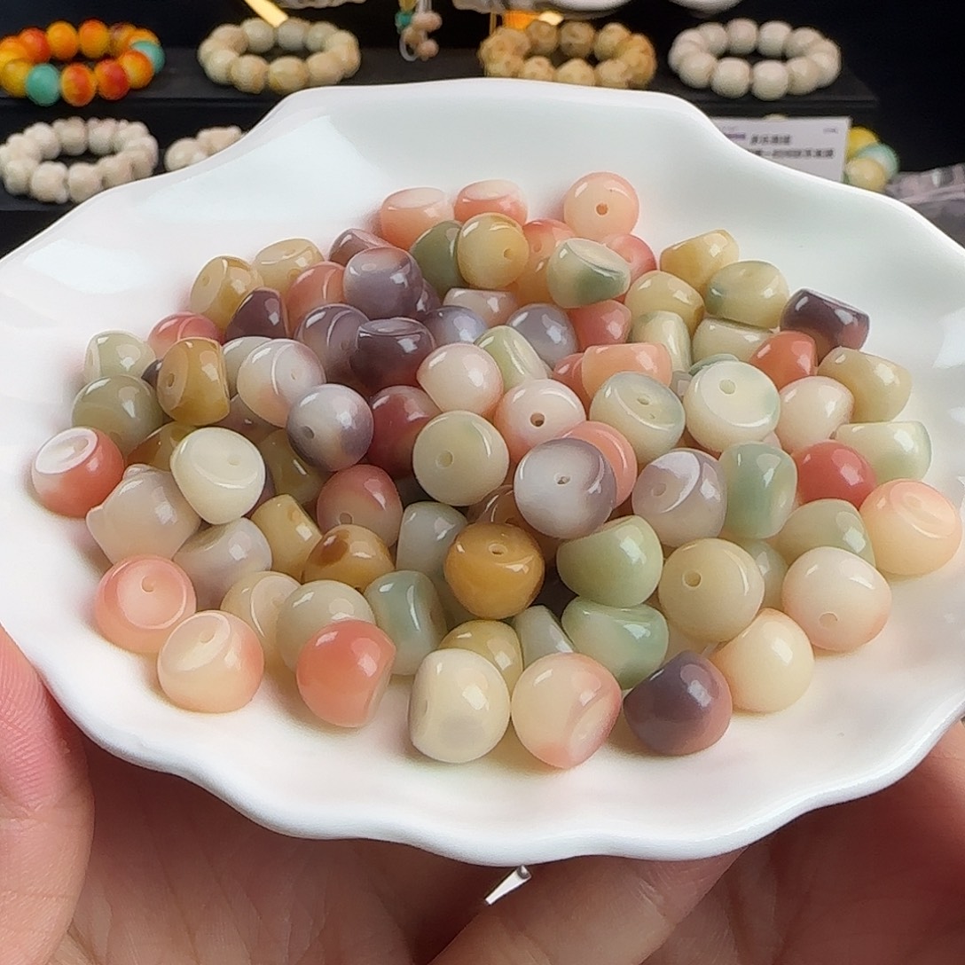 手串菩提根/象牙果卡12梦幻粉紫蒜瓣100颗